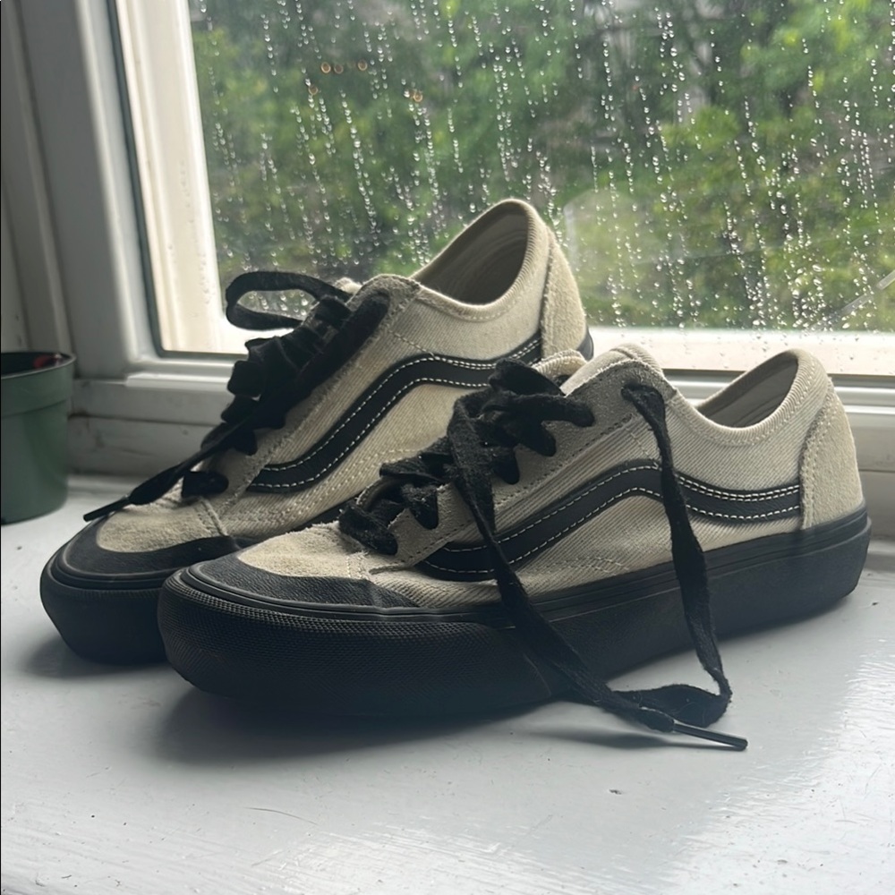 Black and Cream Canvas ultras vans